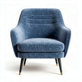 Sillón moderno de estilo nórdico en tela azul con patas metálicas doradas 80 x 80 x 90cm