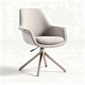 Silla giratoria de oficina tapizada en tejido gris claro con base metálica 60 x 60 x 85cm