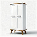 Armario blanco de madera con puertas dobles y patas de 50 x 30 x 120cm