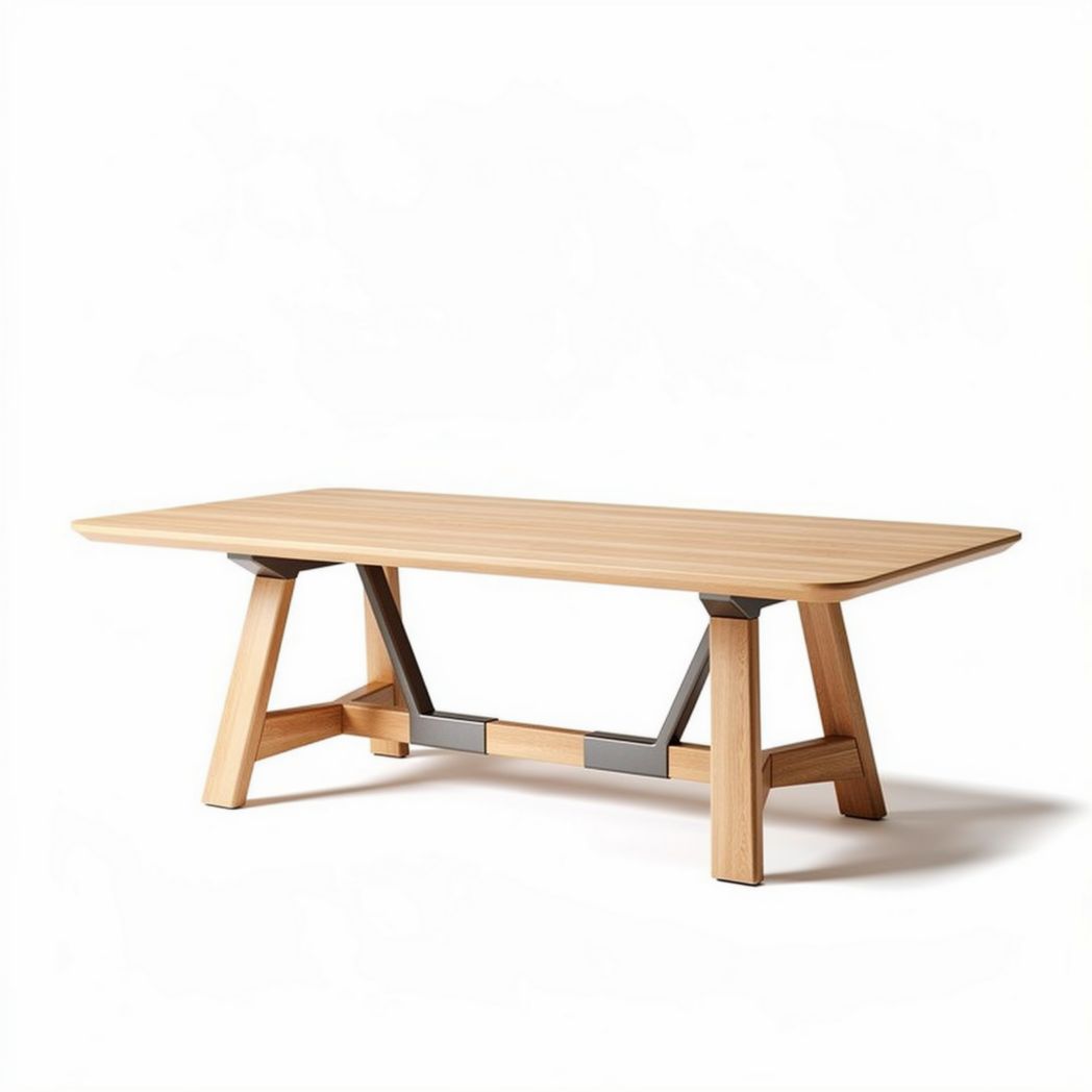 Mesa de comedor de madera rectangular 180 x 90 x 75cm con base metálica