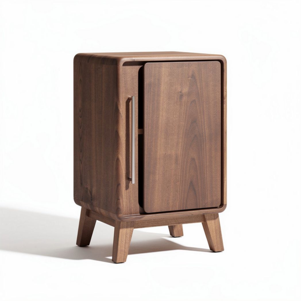 Mueble auxiliar de madera de nogal con una puerta y medidas 50 x 40 x 80cm