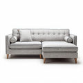 Sofá modular de tela gris con chaise longue y cojines 200 x 90 x 85cm
