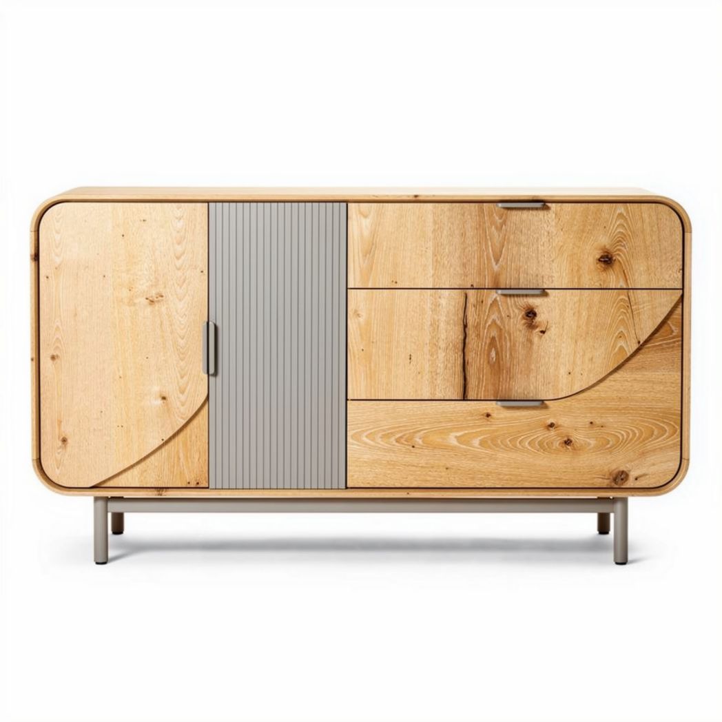 Mueble de almacenamiento de madera de pino en color natural 120 x 50 x 80cm